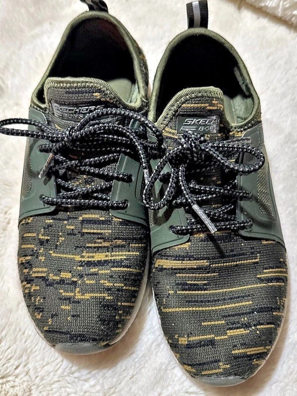 Skechers BOBS Sport B Flex - Slip-On Casual Sneaker Athletic Shoes Green & Black